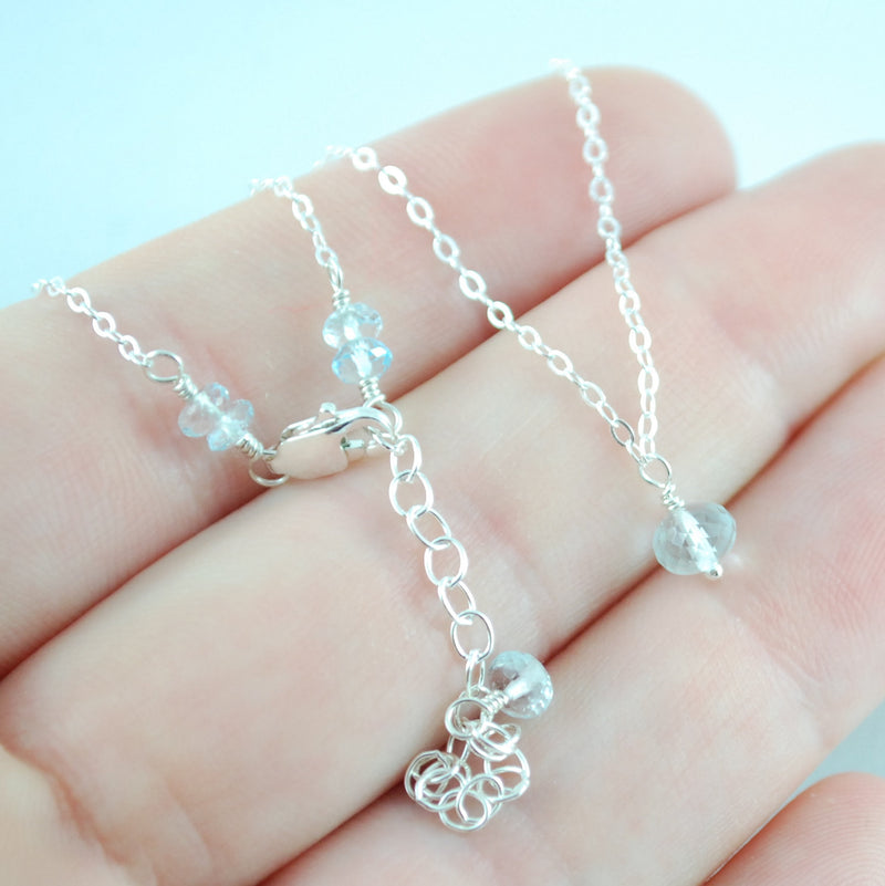 Simple Pale Blue Topaz Necklace for Girls