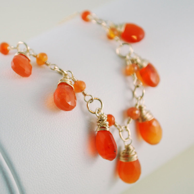 Carnelian Bib Necklace with Bright Orange Gemstones