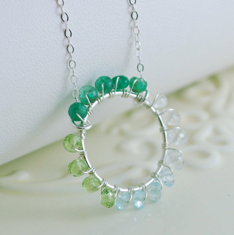 Mother's Day Necklace with Wire Wrapped Circle Pendant