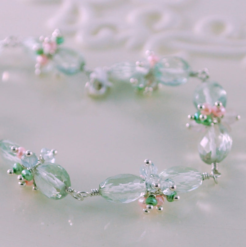 Green Amethyst Bracelet for Spring Bride - Made to Order - First Blush