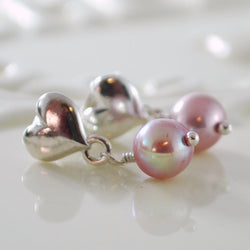 Lilac Pearl Dangle Earrings for Girls