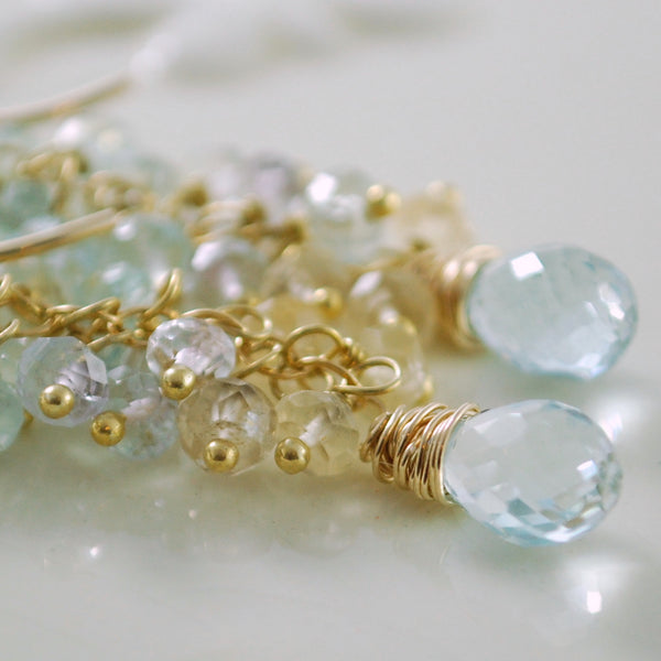 Pastel Aquamarine Cluster Earrings - Forget Me Not