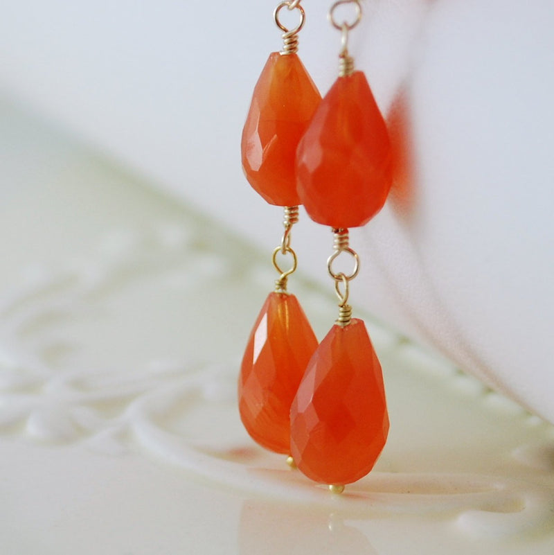 Long Tangerine Dangle Earrings