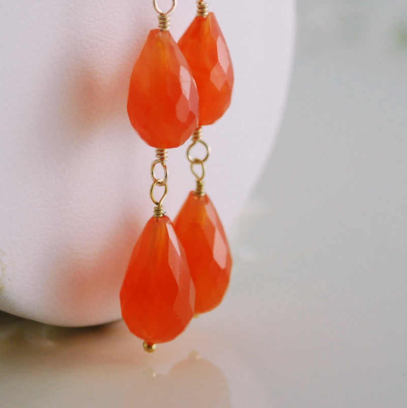 Long Tangerine Dangle Earrings