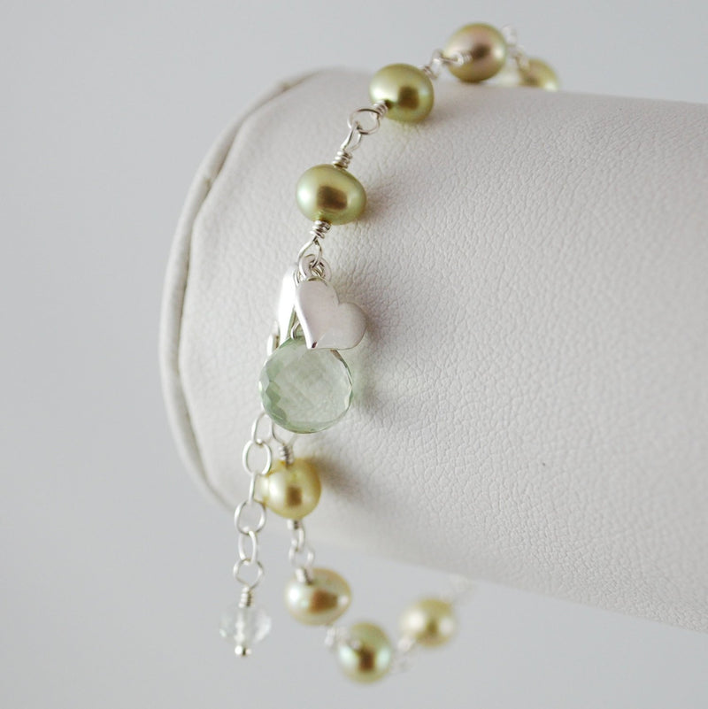 Mint Green Pearl Bracelet for Flower Girls