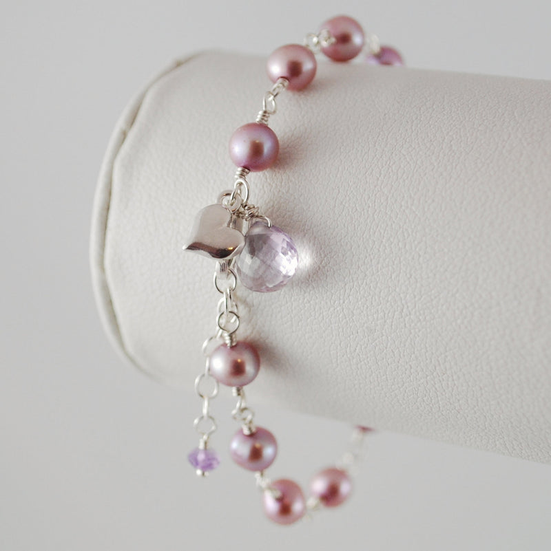 Lilac Pearl Bracelet for Flower Girls