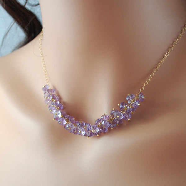 Genuine Amethyst Cluster Necklace - Made to Order - Lilacs