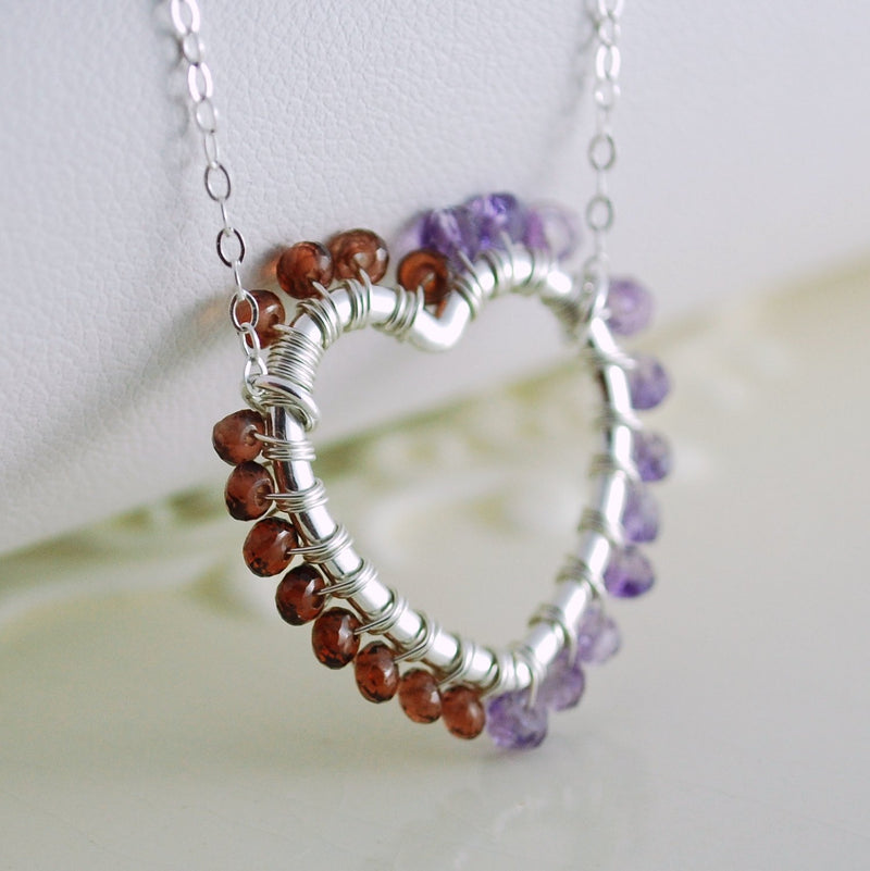 Mother's Day Necklace with Wire Wrapped Heart Pendant