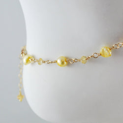 Freshwater Pearl and Citrine Anklet