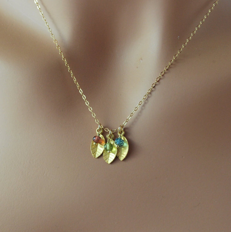 Gold Family Necklace for Mom with Birthstones