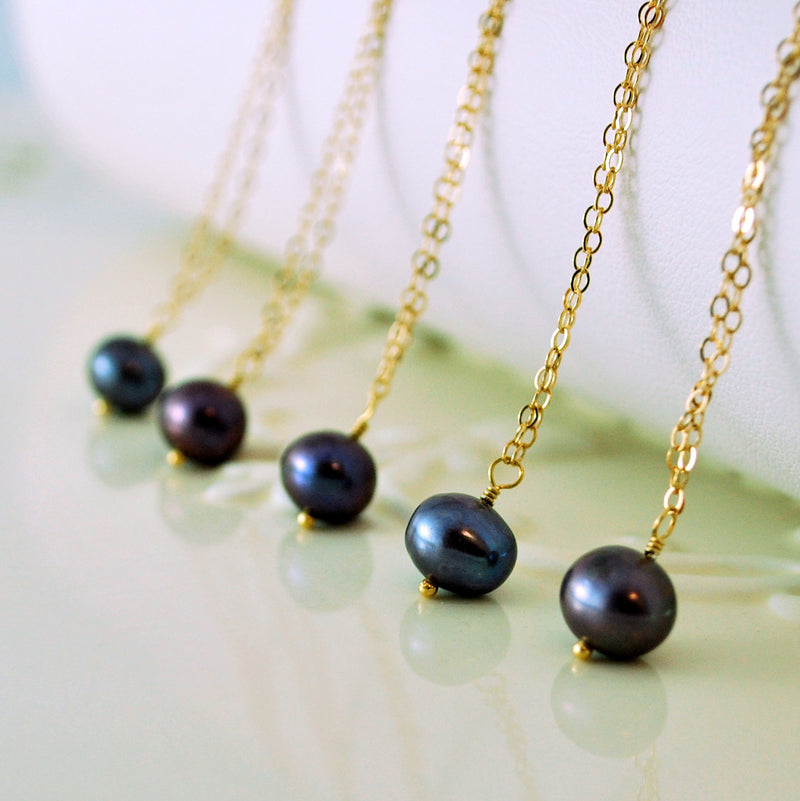 Charcoal Grey Freshwater Pearl Bridesmaid Necklace