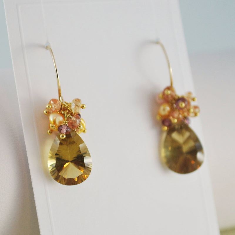 Fall Wedding Earrings with Quartz Gemstones - Indian Summer