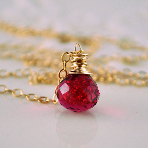 Simple Hot Pink Gemstone Necklace