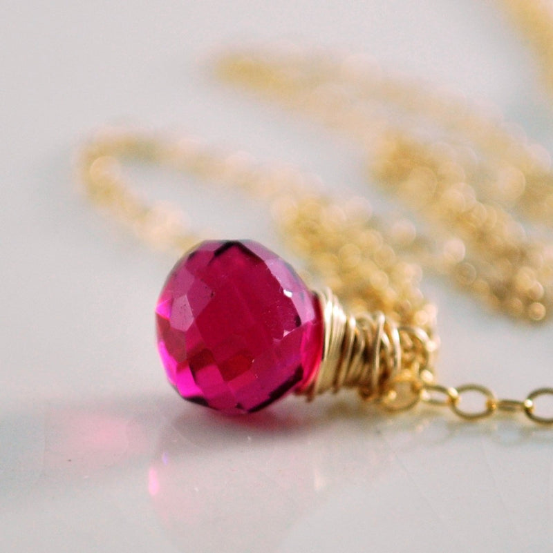 Simple Hot Pink Gemstone Necklace