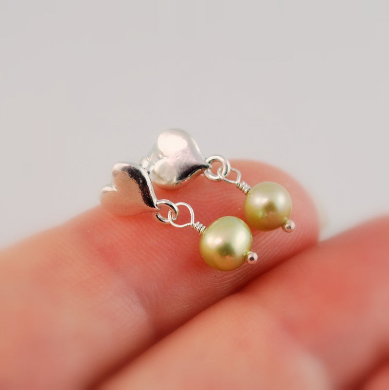 Spring Green Pearl Dangle Earrings