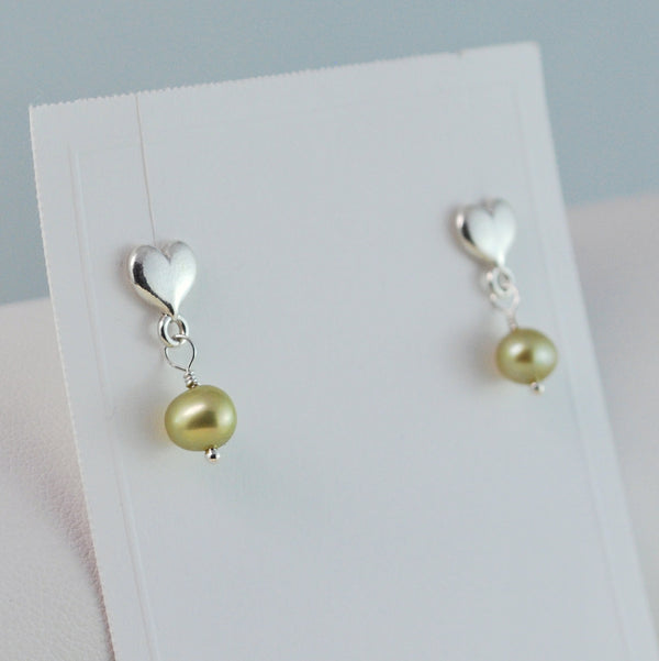 Spring Green Pearl Dangle Earrings