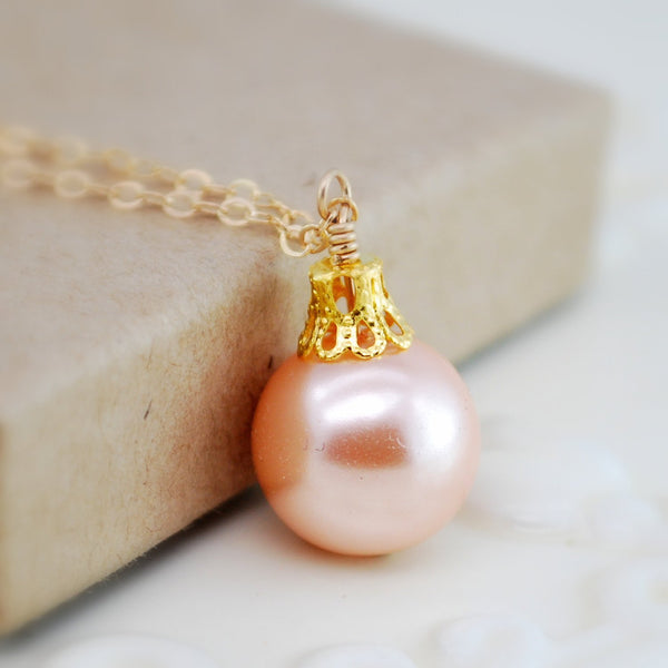 Peach Christmas Ball Necklace