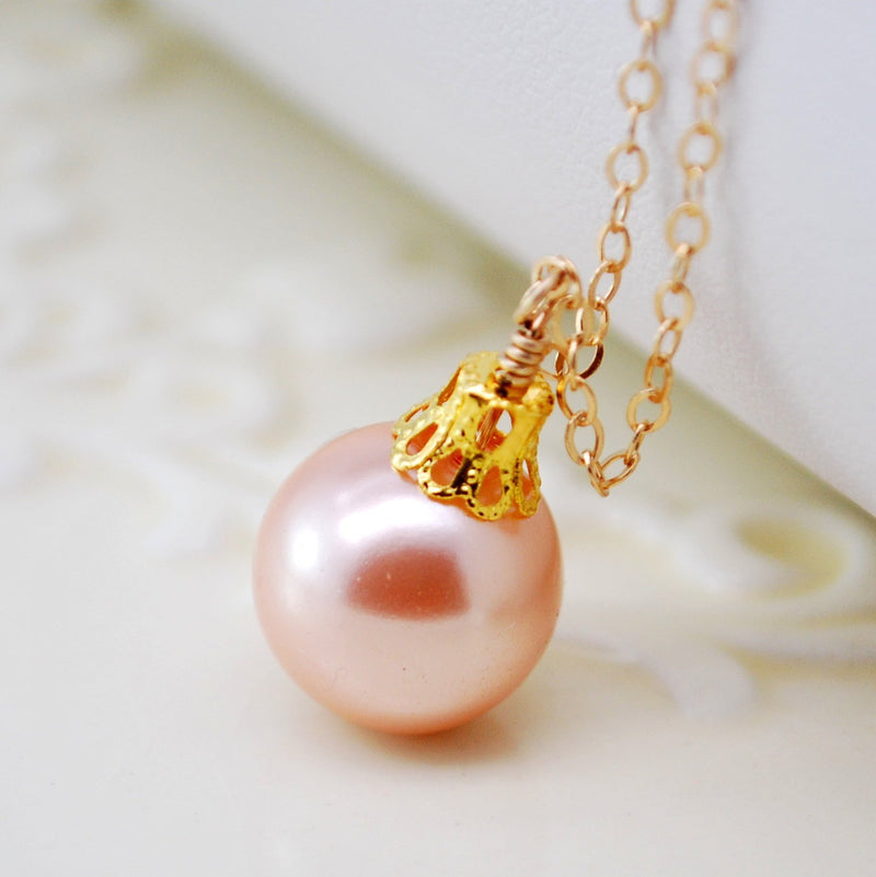 Peach Christmas Ball Necklace