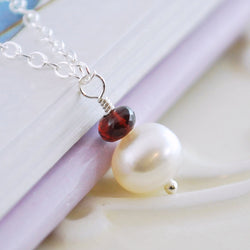 Garnet and Pearl Drop Necklace