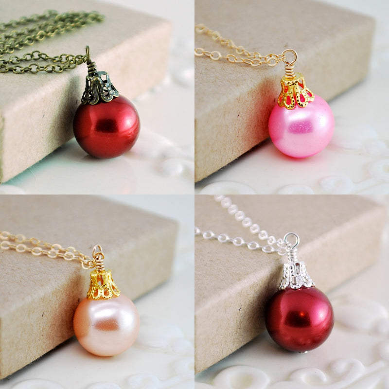Peach Christmas Ball Necklace