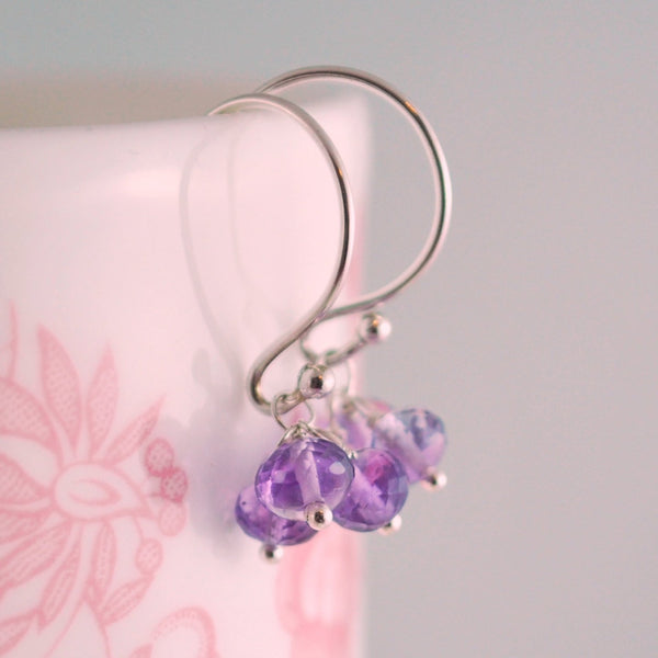 Purple Earrings and Amethyst Gemstone