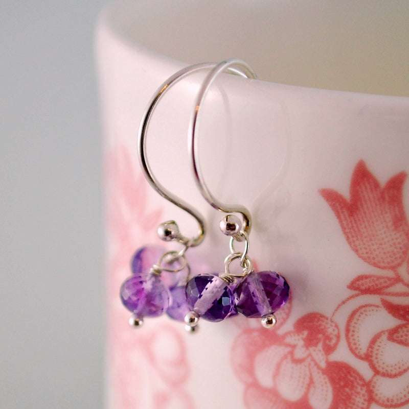 Purple Earrings and Amethyst Gemstone