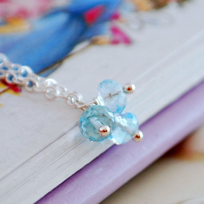 Blue Topaz Trio Necklace for Child in Sterling Silver