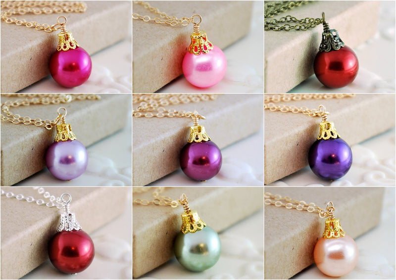 Plum Necklace and Glass Pearl