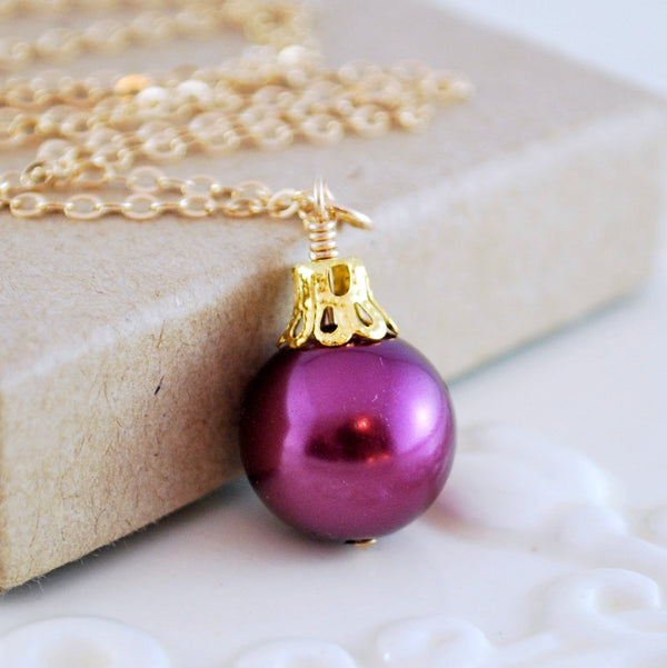 Plum Necklace and Glass Pearl
