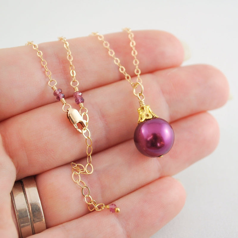 Plum Necklace and Glass Pearl