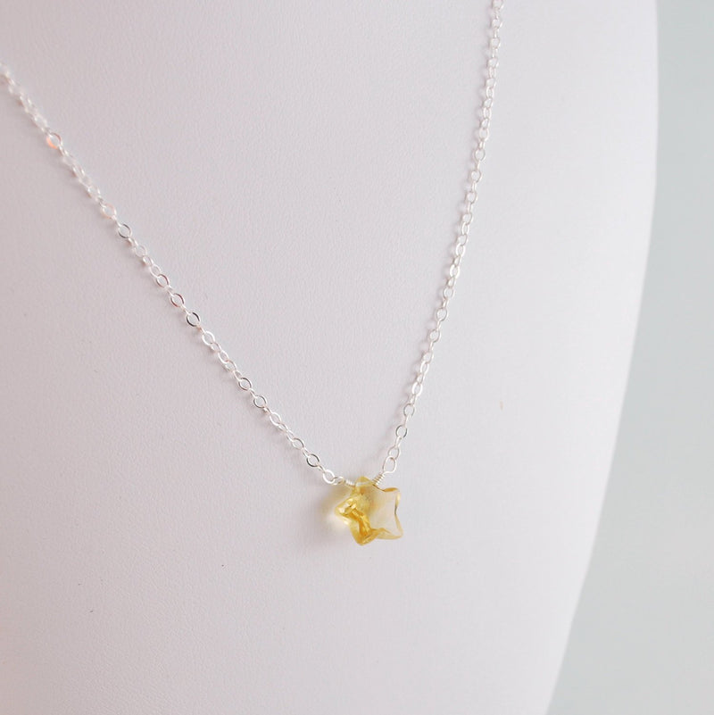 Star Shaped Citrine Necklace for Girls
