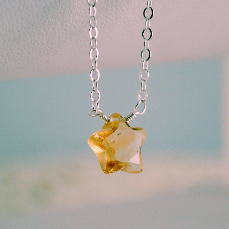 Star Shaped Citrine Necklace for Girls