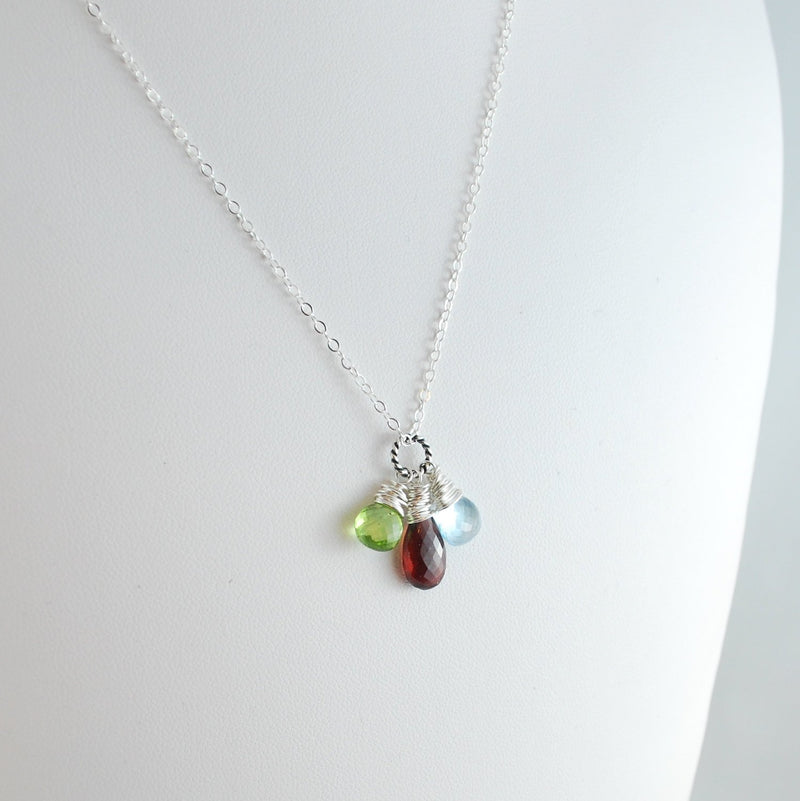 Mother's Necklace Birthstone Sterling Silver - Custom Made for Mom