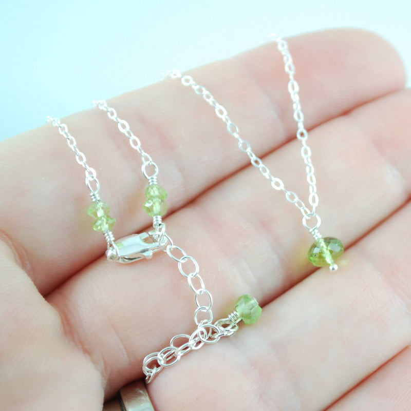 Tiny Peridot Necklace for Girls