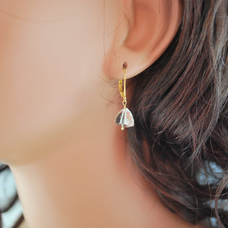 Green Amethyst Earrings in Gold or Silver