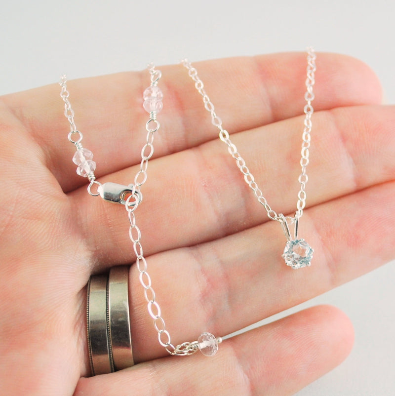 White Topaz Necklace for Girls in Sterling Silver