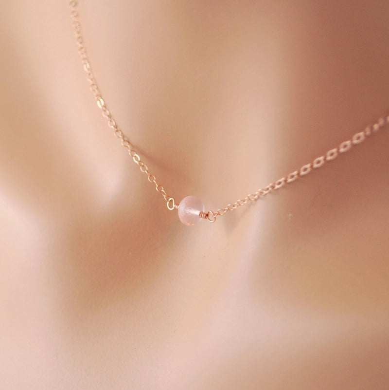 Rose Gold Necklace, Pastel Pink Rose Quartz