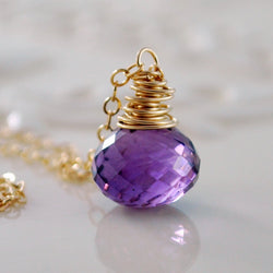 Amethyst Pendant Necklace with Purple Gemstone Onion