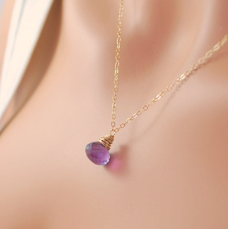 Amethyst Pendant Necklace with Purple Gemstone Onion