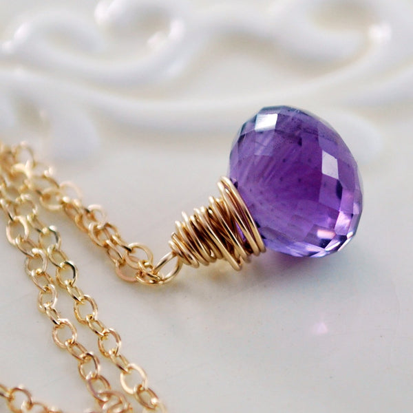 Amethyst Pendant Necklace with Purple Gemstone Onion