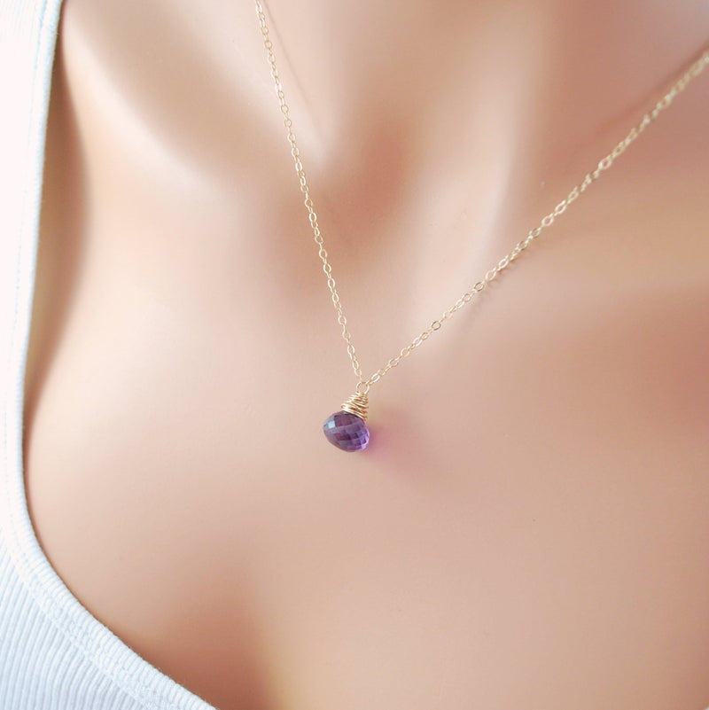 Amethyst Pendant Necklace with Purple Gemstone Onion
