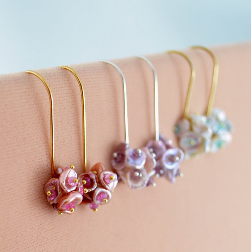 Pearl Cluster Bridesmaid Earrings for Garden Weddings
