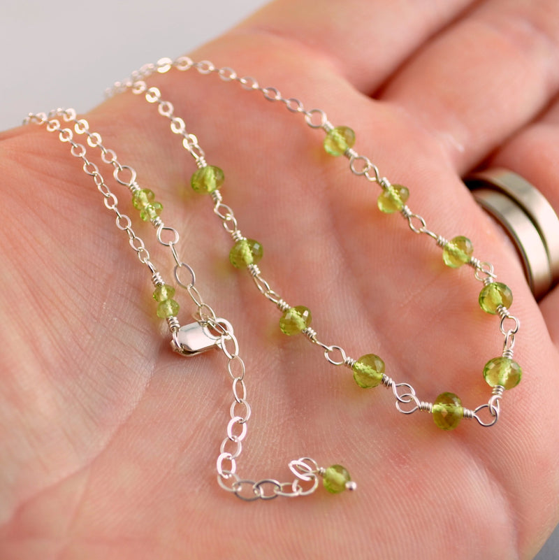 Peridot Wire Wrapped Necklace for Girls