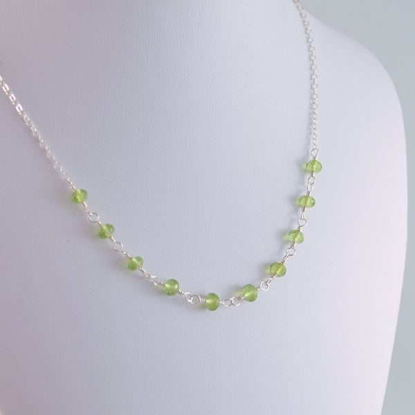 Peridot Wire Wrapped Necklace for Girls