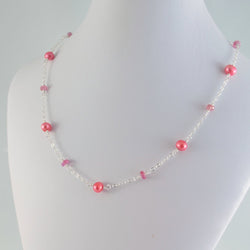 Coral Freshwater Pearl Necklace in Sterling Silver