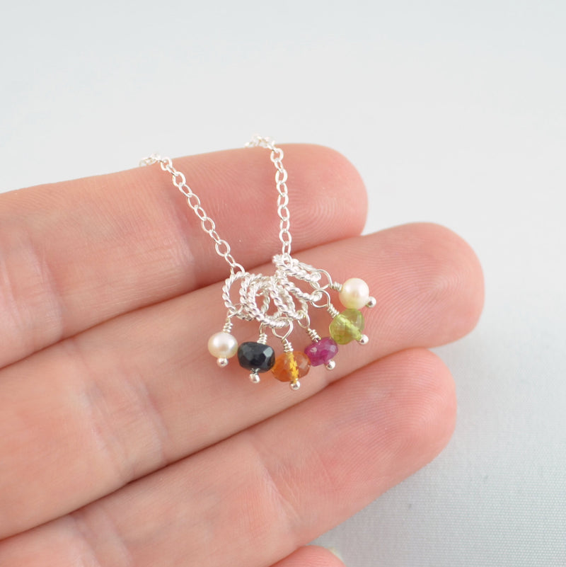 Mother's Day Necklace with Six Birthstones