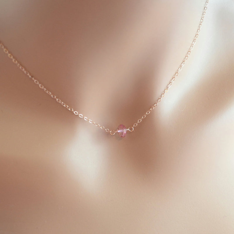 Rose Gold Choker, Pink Topaz Necklace