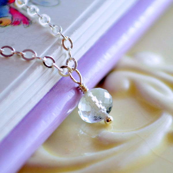Aquamarine Necklace, Genuine Pale Blue Gemstone, March Birthstone Jewelry, Child Children Girl, Sterling Silver