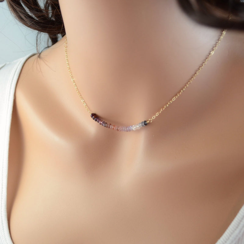 Gemstone Necklace with Genuine Multicolor Spinel