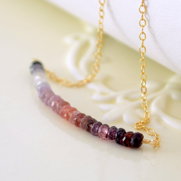 Gemstone Necklace with Genuine Multicolor Spinel